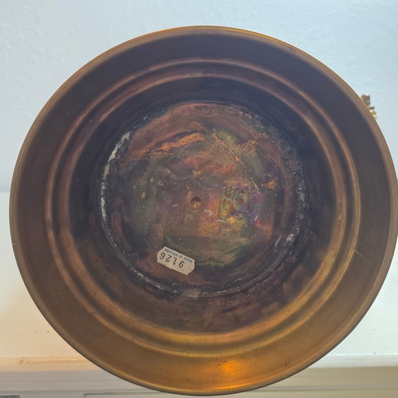 Vintage Brass Coal Scuttle Bucket with Ceramic Blue Delft Handles Lion Head - Picture 11 of 12